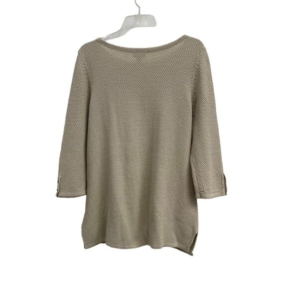 Charter Club Women's Knit Sweater Beige 3/4 Sleeve Size L 60% Cotton 40% Acrylic - Picture 3 of 11